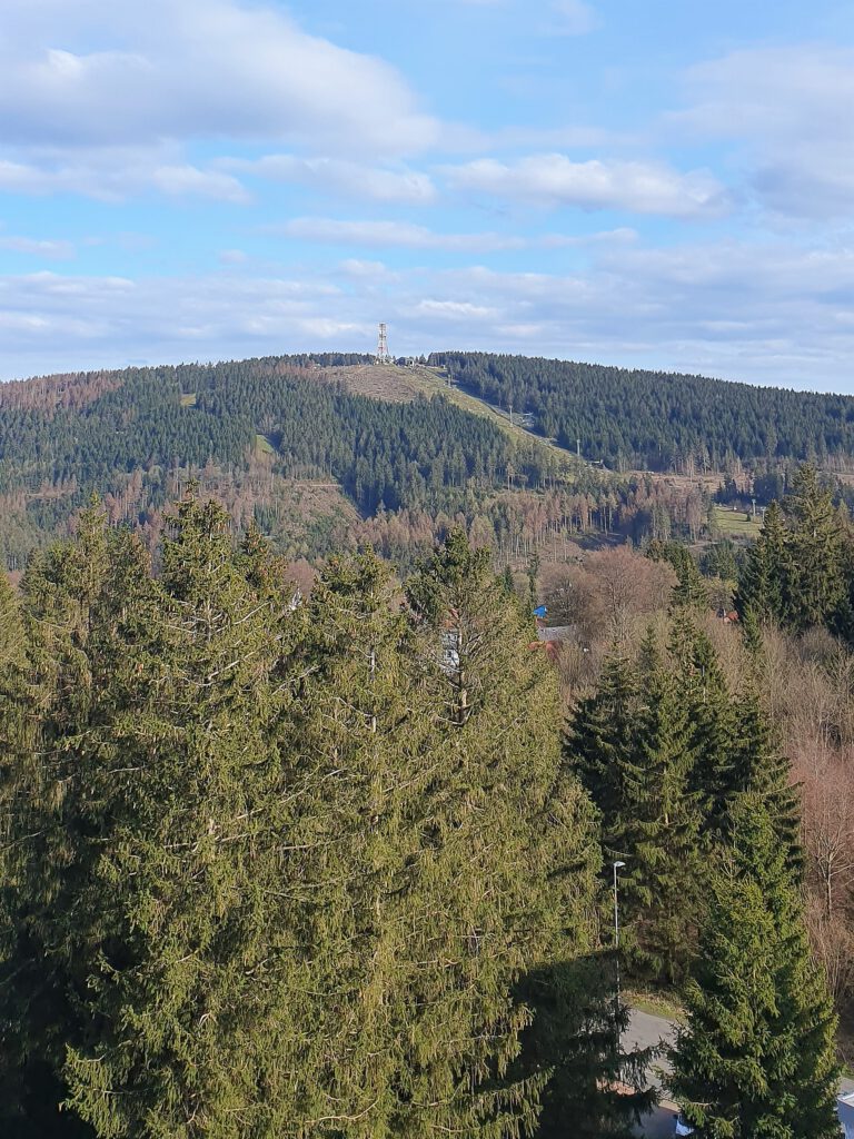 Blick vom Balkon auf den Bocksberg